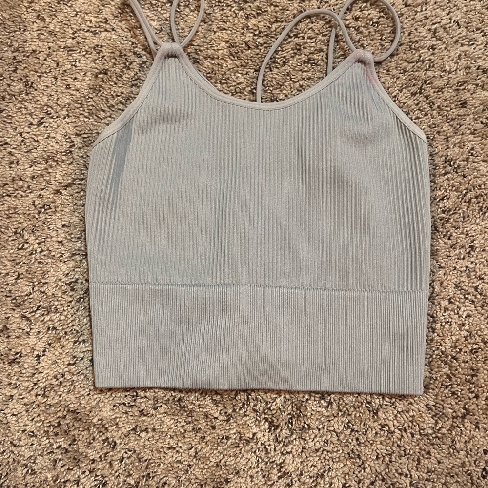 HALARA Light Gray Ribbed Tank Top